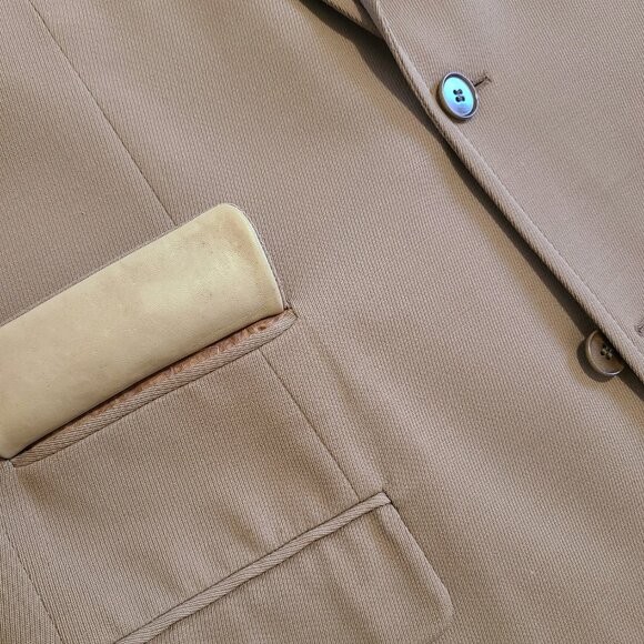 Hugo Boss Men’s Light Brown Wool Blazer Leather Trim Jacket Size 42L Burton - Picture 9 of 14